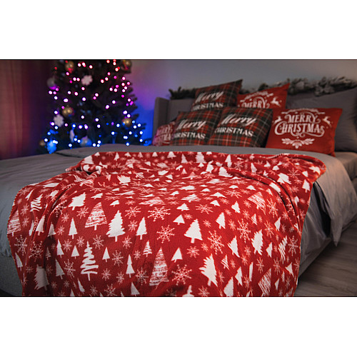Плед ARDESTO Fleece 130x160см, 100% поліестер, засніжені ялинки