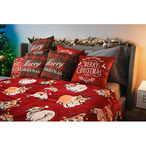 Плед ARDESTO Flannel 160х200см, 100% поліестер, різдвяні коргі