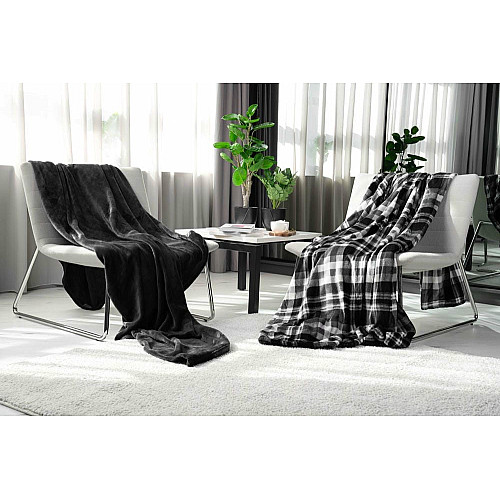 Плед ARDESTO Flannel, 160х200см, 100% поліестер, темно-сірий