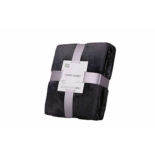 Плед ARDESTO Flannel, 160х200см, 100% поліестер, темно-сірий