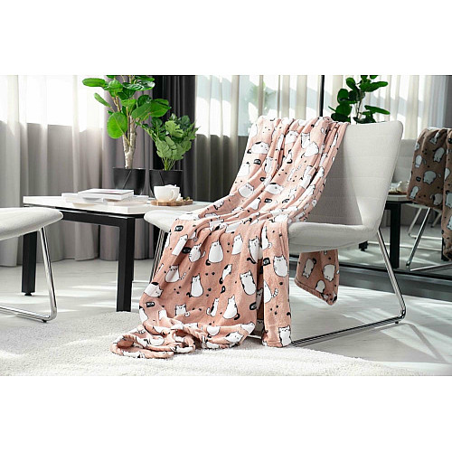 Плед ARDESTO Flannel, 160х200см, 100% полиэстер, котики.