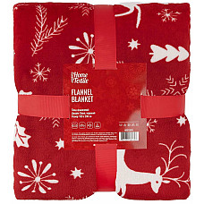 Плед ARDESTO Christmas Flannel 160х200см, 100% поліестер, олені, червоний