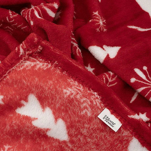 Плед ARDESTO Christmas Flannel 160х200см, 100% поліестер, олені, червоний