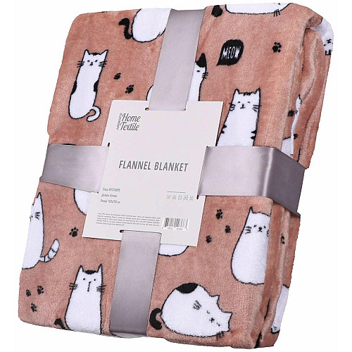 Плед ARDESTO Flannel, 160х200см, 100% полиэстер, котики.