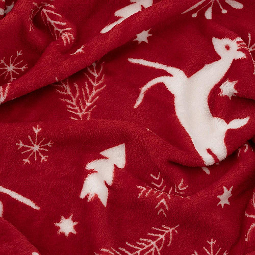 Плед ARDESTO Christmas Flannel 160х200см, 100% поліестер, олені, червоний
