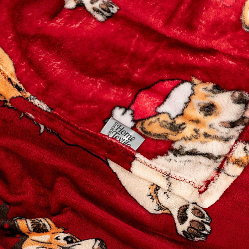 Плед ARDESTO Flannel 160х200см, 100% поліестер, різдвяні коргі