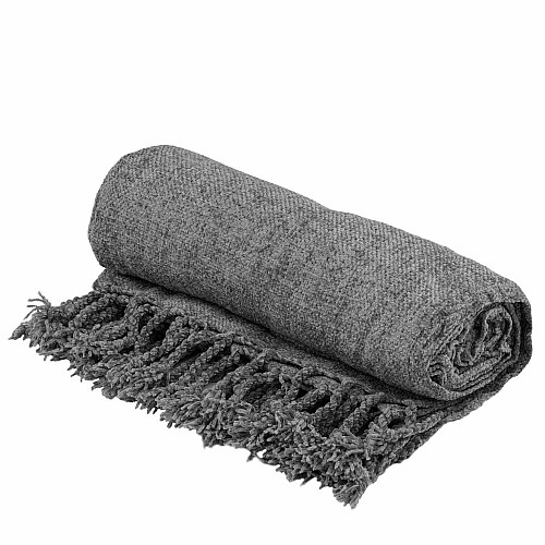 Плед ARDESTO Chenille 140х190см, 100% поліестер, сірий темний