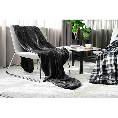 Плед ARDESTO Flannel, 160х200см, 100% поліестер, темно-сірий