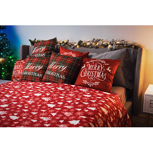 Плед ARDESTO Fleece 130x160см, 100% поліестер, засніжені ялинки