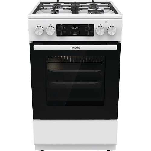 Плита Gorenje комбинированная, 70л, 50x60см, дисплей, IconLed, чугун, белый