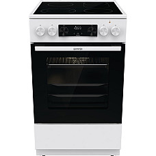 Плита Gorenje електрична склокерамічна, 70л, 50x60см, дисплей, приготування з паром, програматор, білий