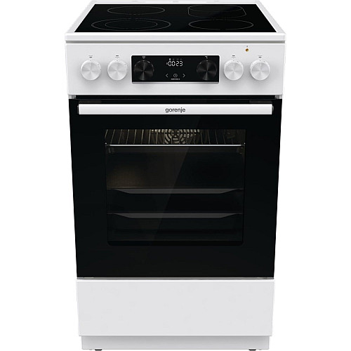 Плита Gorenje электрическая стеклокерамическая, 70л, 50x60см, дисплей, приготовление с паром, программатор, белый