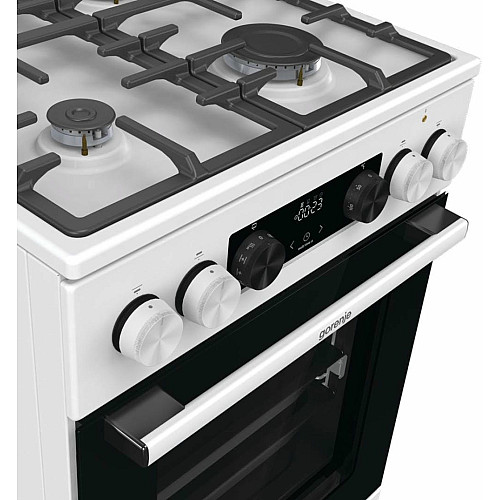 Плита Gorenje комбинированная, 70л, 50x60см, дисплей, чугун, белый