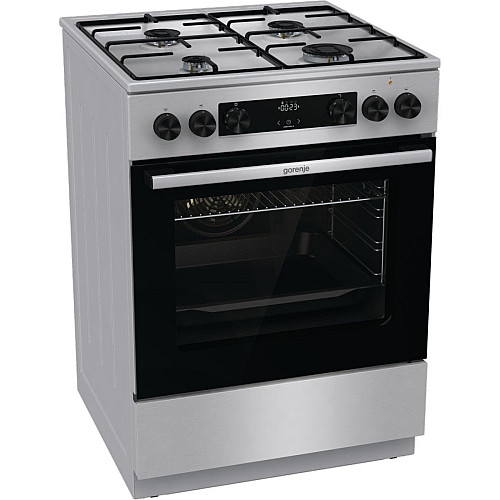 Плита Gorenje комбінована, 71л, 60x60см, дисплей, емальовані реш, програматор IconLed,нерж