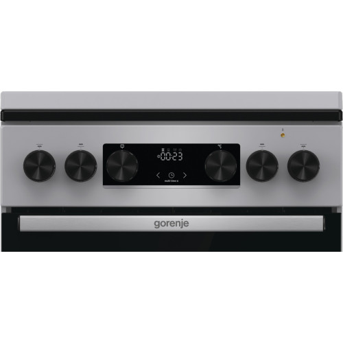 Плита Gorenje комбінована, 70л, 50x60см, метал. кришка, дисплей, IconLed, емальовані реш, титан