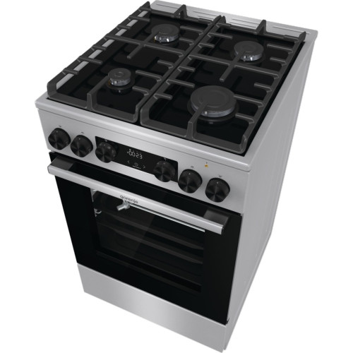 Плита Gorenje комбінована, 70л, 50x60см, дисплей, IconLed, газ на склі, чавун, нерж