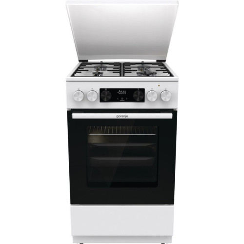 Плита Gorenje комбінована, 70л, 50x60см, метал. кришка, дисплей, IconLed, емальовані, білий