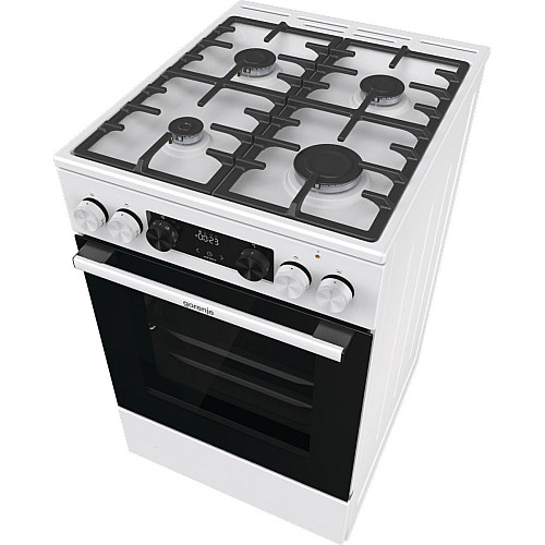 Плита Gorenje комбинированная, 70л, 50x60см, дисплей, чугун, белый
