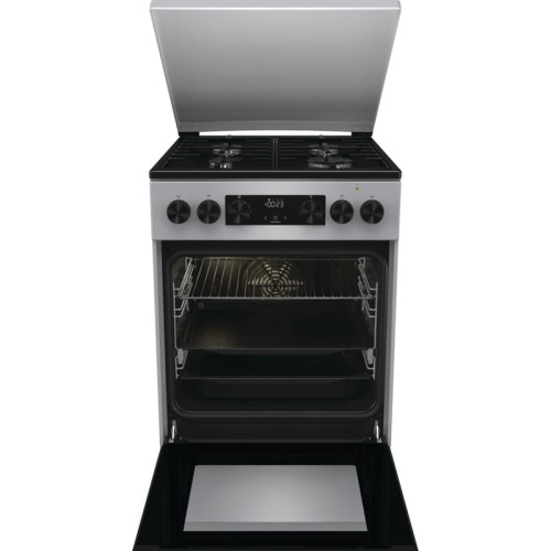 Плита Gorenje комбінована, 70л, 50x60см, металева кришка, дисплей, IconLed, емальовані, сірий