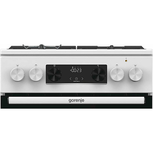 Плита Gorenje комбинированная, 70л, 50x60см, дисплей, IconLed, чугун, белый