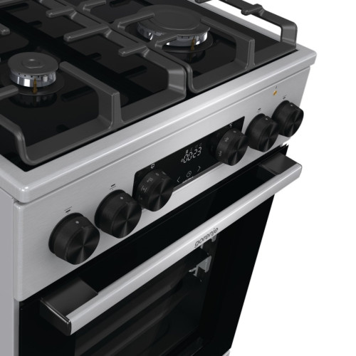 Плита Gorenje комбінована, 70л, 50x60см, дисплей, IconLed, газ на склі, чавун, нерж