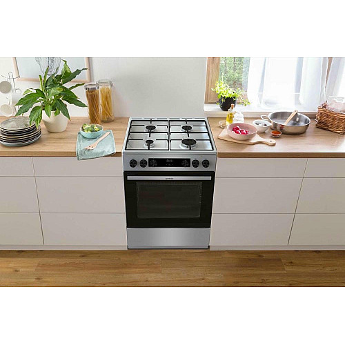 Плита Gorenje комбінована, 71л, 60x60см, дисплей, емальовані реш, програматор IconLed,нерж