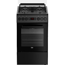 Плита Beko комбинированная, 60л, 50x60см, дисплей, конвекция, чугун, черный