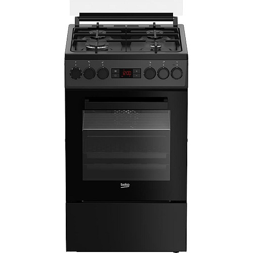 Плита Beko комбинированная, 60л, 50x60см, дисплей, конвекция, чугун, черный