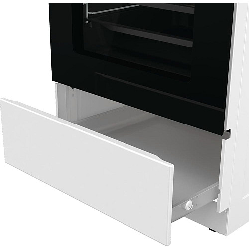 Плита Gorenje электрическая стеклокерамическая, 70л, 50x60см, дисплей, приготовление с паром, программатор, белый
