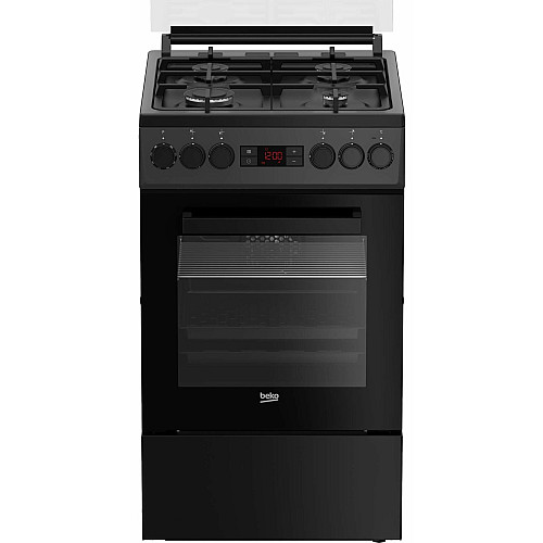 Плита Beko комбинированная, 60л, 50x60см, дисплей, конвекция, чугун, черный