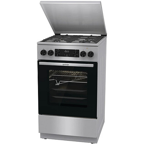 Плита Gorenje комбінована, 70л, 50x60см, метал. кришка, дисплей, чавун, нерж