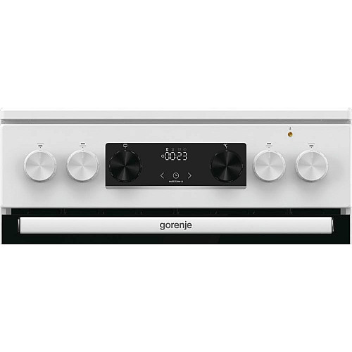 Плита Gorenje электрическая стеклокерамическая, 70л, 50x60см, дисплей, приготовление с паром, программатор, белый