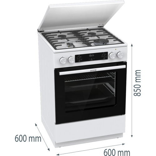 Плита Gorenje комбінована, 71л, 60x60см, дисплей, чавун,з кришкою, програматор IconLed, білий