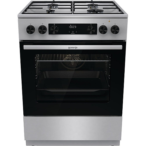 Плита Gorenje комбінована, 71л, 60x60см, дисплей, емальовані реш, програматор IconLed,нерж