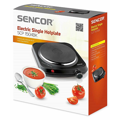 Плитка настольная Sencor электрическая, конфорок - 1 на 1.5кВт, управление - мех., черный