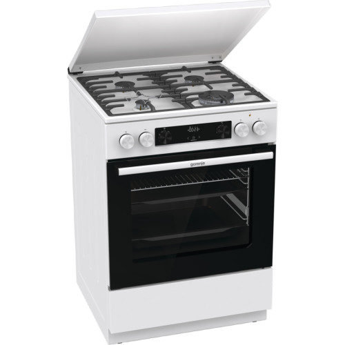 Плита Gorenje комбінована, 71л, 60x60см, дисплей, чавун,з кришкою, програматор IconLed, білий