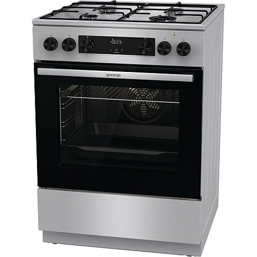 Плита Gorenje комбінована, 71л, 60x60см, дисплей, емальовані реш, програматор IconLed,нерж