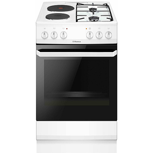 Плита Hansa из комби. вар. поверхностью, 50х60см, 62л, эмаль, газ контр., белый