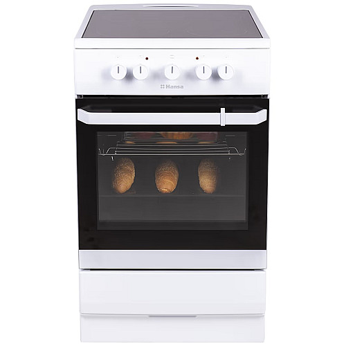 Плита Hansa электрическая стеклокерамическая, 67л, 50x60см, белый