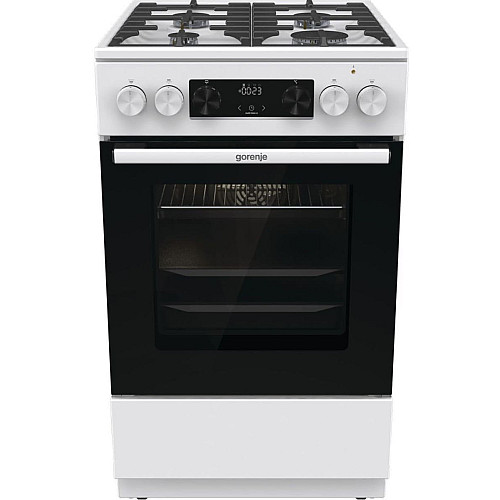Плита Gorenje комбинированная, 70л, 50x60см, дисплей, чугун, белый