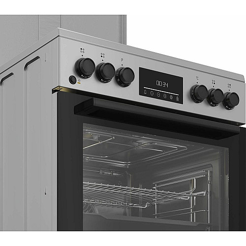 Плита Beko комбинированная, 72л, 60x60см, дисплей, конвекция, серый