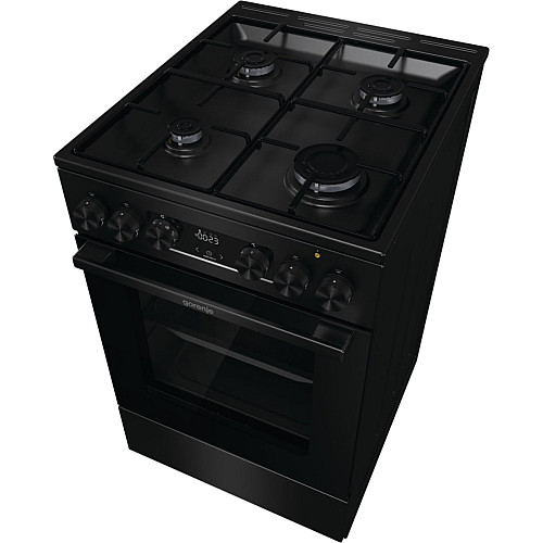 Плита Gorenje комбінована, 62л, 50x60см, дисплей, IconLed, емальовані, чорний