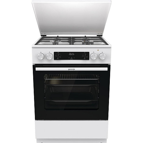Плита Gorenje комбинированная, 71л, 60x60см, дисплей, IconLed, чугун, белый