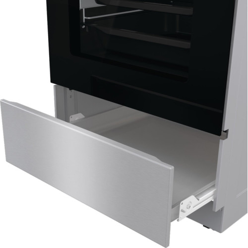 Плита Gorenje комбінована, 70л, 50x60см, дисплей, IconLed, газ на склі, чавун, нерж