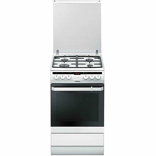 Плита Hansa комбінована, 50х60см, 62л, чавун, газ контр., дисплей, білий