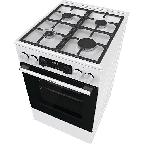 Плита Gorenje комбинированная, 70л, 50x60см, дисплей, IconLed, чугун, белый