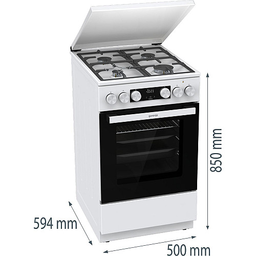 Плита Gorenje комбінована, 70л, 50x60см, IconLed, чавун, з кришкою, білий