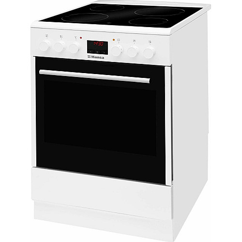 Плита Hansa электрическая стеклокерамическая, 65л, 60x60см, дисплей, конвекция, белый