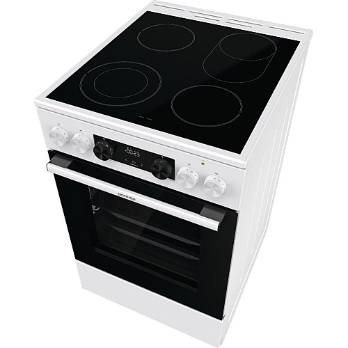 Плита Gorenje электрическая стеклокерамическая, 70л, 50x60см, дисплей, приготовление с паром, программатор, белый
