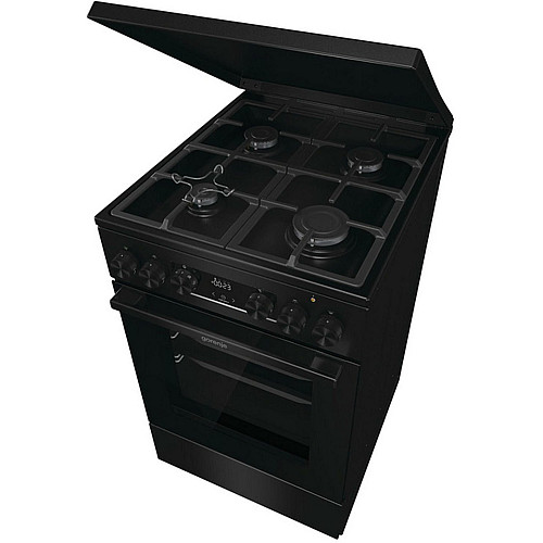 Плита Gorenje комбинированная, 70л, 50x60см, дисплей, чугун, черный